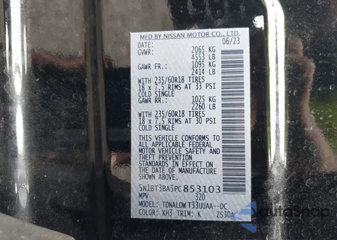 2023 Nissan Rogue Sv Fwd from USA, damaged, VIN 5N1BT3BA5PC853103